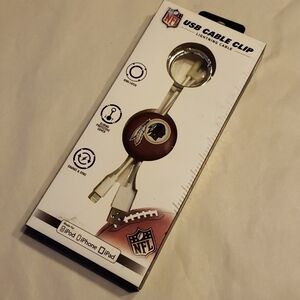 NEW NFL Washington Redskins Football Team USB Cable Clip Lightning Cable